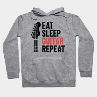 Eat Sleep Guitar Repeat Electric Guitar Headstock Light Theme Hoodie